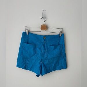 The Colette Blue Linen Blend High Rise Shorts Size 32 Anthropologie